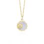 CZ Sunshines Round Shell Sun Modern 925 Sterling Silver Necklace