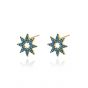 Vintage Created Turquoise Beads Star 925 Sterling Silver Stud Earrings