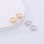 Geometry Round Crested Opal CZ 925 Sterling Silver Leverback Hoop Earrings
