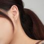 Geometry Round Crested Opal CZ 925 Sterling Silver Leverback Hoop Earrings
