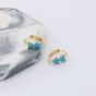 Honey Moon Created Turquoise Heart 925 Sterling Silver Leverback Hoop Earrings
