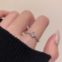 Honey Moon CZ Heart Butterfly 925 Sterling Silver Adjustable Ring