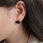 New Black Natural Agate Heart 925 Sterling Silver Stud Earrings