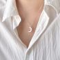 Bridesmaid Crescent Moon CZ Star 925 Sterling Silver Necklace