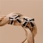Cute Girl Black Bow-Knot 925 Sterling Silver Stud Earrings