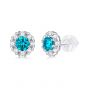 Fshion Blue Moissanite Cubic Zirconia Snowflake 925 Sterling Silver Stud Earrings