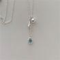 Fashion Waterdrop CZ Round Ball 925 Sterling Silver Necklace