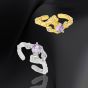 Fashion Irregular Round Purple CZ 925 Sterling Silver Adjustable Ring