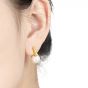 Women Twisted Round Shell Pearls 925 Sterling Silver Hoop Earrings