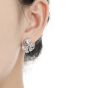 Holiday Beautiful CZ Hollow Ginkgo Leaf 925 Sterling Silver Stud Earrings