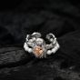 Halloween Double Layers Shell Pearls CZ Ghost 925 Sterling Silver Adjustable Ring