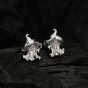 Halloween Holiday Magic Hat Ghost CZ 925 Sterling Silver Stud Earrings