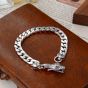 Men's Fashion Snake Head 925 Sterling Silver Curb Chain Bracelet
