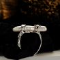 Fashion Natural Baroque Pearls Toothpick 925 Sterling Silver Adjustable Ring