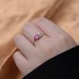 Women Pink Watedrop CZ 925 Sterling Silver Ring