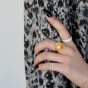 Fashion Irregular Flower Shell Pearl 925 Sterling Silver Adjustable Ring