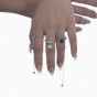 Women Elegant Dangling Round CZ 925 Sterling Silver Adjustable Ring
