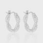 Women Twisted Cross 925 Sterling Silver Geometry Round Hoop Earrings