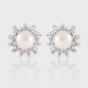 Girl Round Natural Pearl Sunshine 925 Sterling Silver Stud Earrings