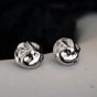 Casual Round Irregular Surface Button 925 Sterling Silver Stud Earrings