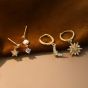Girl Sweet Created Opal Crescent Moon Stars CZ 925 Sterling Silver Dangling Earring (single)