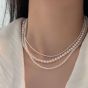 Women Elegant Round Mini Shell Pearls 925 Sterling Silver Necklace