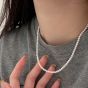 Women Elegant Round Mini Shell Pearls 925 Sterling Silver Necklace