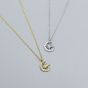 Sweet CZ Star Crescent Moon 925 Sterling Silver Necklace