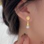 Women Geometry Waterdrop Shell Pearls 925 Sterling Silver Stud Earrings