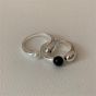 Casual Round Shell Pearl 925 Sterling Silver Adjustable Ring