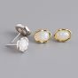 Women Office Oval Created Opal 925 Sterling Silver Stud Earrings