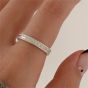 Classic Round CZ Lines Beads Border 925 Sterling Silver Ring