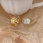Holiday Wide Irregular Golden Foil Pattern 925 Sterling Silver Adjustable Ring