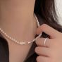 Women Round Shell Pearls 925 Sterling Silver Elegant Necklace