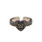 Vintage Flower Pattern 925 Sterling Silver Heart Adjustable Ring