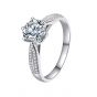 Simple 1 ct Six Claw Moissanite CZ 925 Sterling Silver Ring