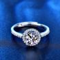 Modern Round Four Claw Moissanite CZ 925 Sterling Silver Adjustable Ring