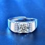 Men's Square Moissanite CZ Geometry Fashion 925 Sterling Silver Adjustable Ring