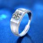 Casual Men's Moissanite CZ Geometry 925 Sterling Silver Adjustable Ring
