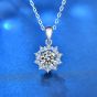 Beautiful Moissanite CZ Sun Flower 925 Sterling Silver Necklace