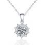 Beautiful Moissanite CZ Sun Flower 925 Sterling Silver Necklace