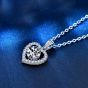 Wedding  Dancing Moissanite CZ Heart 925 Sterling Silver Necklace