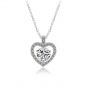 Wedding  Dancing Moissanite CZ Heart 925 Sterling Silver Necklace