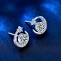 Classic Moissanite CZ Crescent Moon Star 925 Sterling Silver Stud Earrings