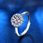 Modern Four Claw Moissanite CZ Sunflower 925 Sterling Silver Adjustable Ring