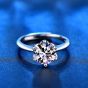 Minimalism 1ct Six Claw Moissanite CZ 925 Sterling Silver Adjustable Promise Ring