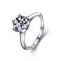 Minimalism 1ct Six Claw Moissanite CZ 925 Sterling Silver Adjustable Promise Ring