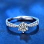 Office Six Claw Moissanite CZ Simple 925 Sterling Silver Adjustable Promise Ring