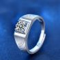 Simple Six Claw Moissanite CZ Me's Square 925 Sterling Silver Adjustable Promise Ring
