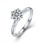 Simple Six Claw Moissanite CZ Me's Square 925 Sterling Silver Adjustable Promise Ring